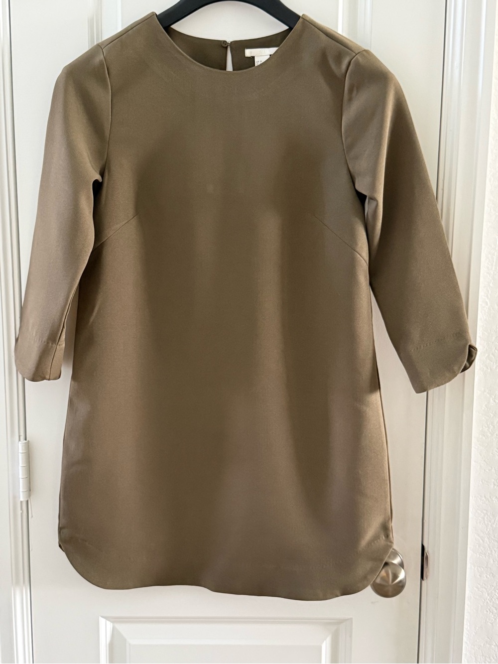 H&M Womens Olive Green 3/4 Sleeve Tunic Dress Size 6 Polyester Blend